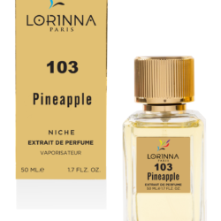 Lorinna 103 Pineapple Extrait de Parfum 50ml bottle and packaging featuring a fresh unisex fragrance with pineapple, citrus and woody accords.