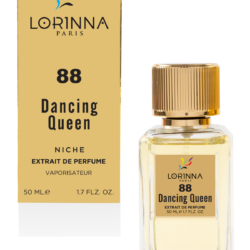 Lorinna 88 Dancing Queen Extrait de Parfum 50ml bottle and packaging featuring an elegant unisex fragrance with floral, fruity and warm woody accords.