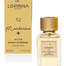 Lorinna 82 Mandarina + Extrait de Parfum 50ml bottle and packaging featuring a fresh unisex fragrance with mandarin and woody accords.