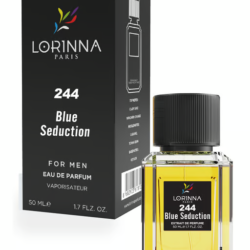 Lorinna Paris Blue Seduction No.244 Extrait de Parfum for Men 50ml bottle and packaging, inspired by Antonio Banderas Blue Seduction.