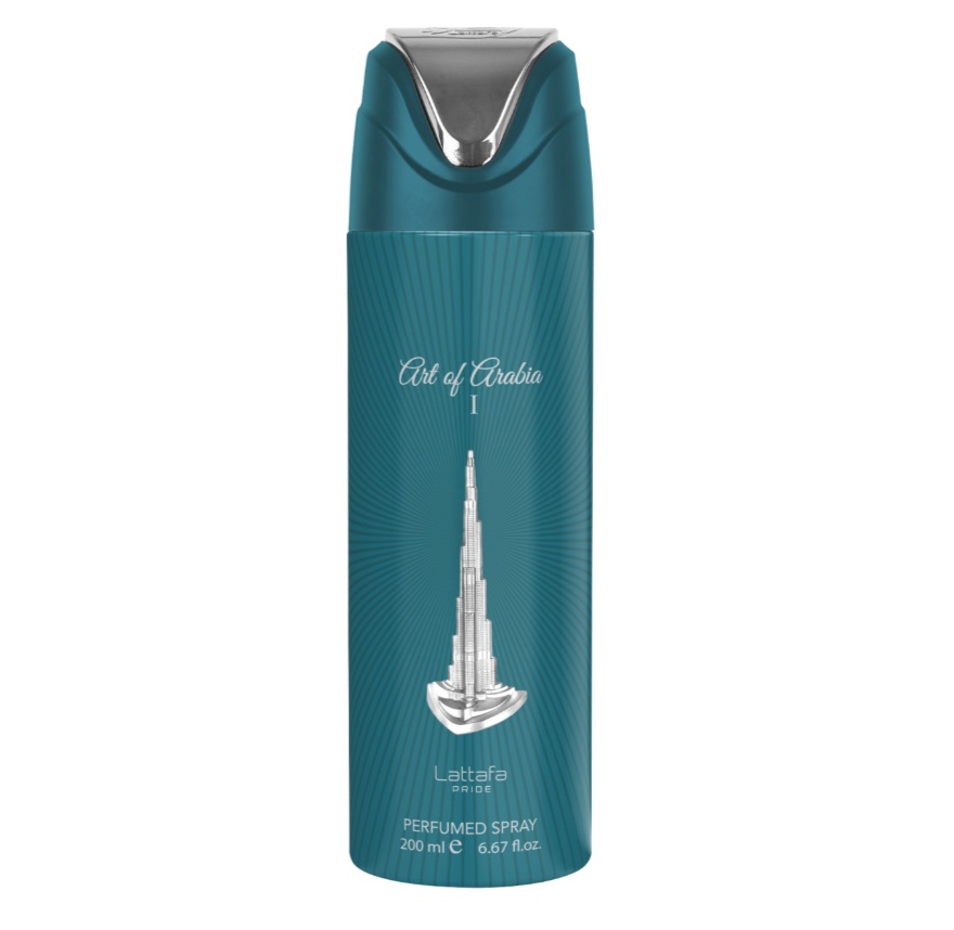 Art-of-Arabia-I-by-Lattafa-Pride-Deo-200ml Art of Arabia I deodorant spray by Lattafa Pride 200ml blue bottle