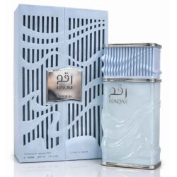 Nusuk Raqm Extrait de Parfum 100ml bottle with matching light blue retail packaging, displayed on a white background.
