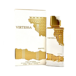 Riiffs Virttessa Extrait de Parfum 100ml bottle with matching white and gold packaging, displayed on a white background.